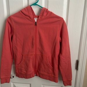Hanna Andersson girls size 12 coral zip‎ up hooded sweatshirt
